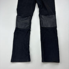 Load image into Gallery viewer, Girls H&amp;M, black stretchy pants, faux leather knee panels, elasticated, Inside leg: 49cm, GUC, size 8,  