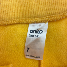 Load image into Gallery viewer, Girls Anko, yellow fleece lined track pants, Inside leg: 44.5cm, GUC, size 7,  
