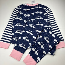 Load image into Gallery viewer, Girls Kids &amp; Co, all-in-one pyjamas / sleepsuit, swans, NEW, size 8,  