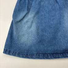 Load image into Gallery viewer, Girls embroidered, denim overalls dress, no labels, armpit to armpit: 28cm, FUC, size 3-4, L: 50cm