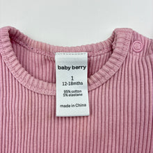Load image into Gallery viewer, Girls Baby Berry, ribbed ruffle bodysuit / romper, GUC, size 1,  