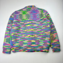Load image into Gallery viewer, Girls hand made, colourful knitted cardigan, armpit to armpit: 39cm, shoulder to cuff: 42cm, EUC, size 6-7,  