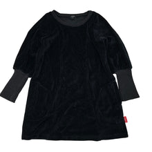 Load image into Gallery viewer, Girls POLKA, black velour tunic dress, GUC, size 6, L: 56cm