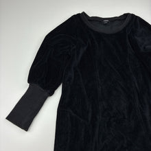 Load image into Gallery viewer, Girls POLKA, black velour tunic dress, GUC, size 6, L: 56cm