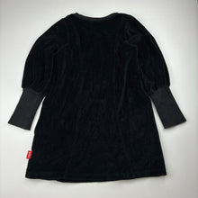 Load image into Gallery viewer, Girls POLKA, black velour tunic dress, GUC, size 6, L: 56cm