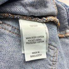 Load image into Gallery viewer, Girls 1964 Denim Co, distressed denim overalls dress / pinafore, FUC, size 2, L: 46cm