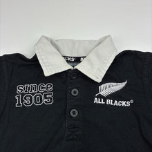 Load image into Gallery viewer, Boys ALL BLACKS, cotton polo shirt top, discolouration on collar, FUC, size 3,  