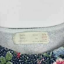 Load image into Gallery viewer, Girls Zara, floral long sleeve dress, wash fade, FUC, size 3-4, L: 50cm