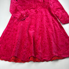 Load image into Gallery viewer, Girls Mini Minors, vintage floral velvet dress, light marks left cuff, FUC, size 6, L: 72cm