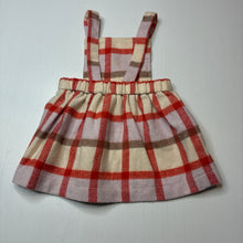 Load image into Gallery viewer, Girls Seed, checked wool blend overalls dress / pinafore, GUC, size 0, L: 40cm