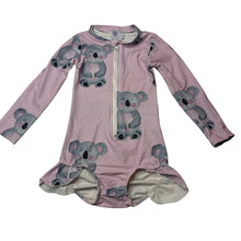 Load image into Gallery viewer, Girls Cheeky Chickadee, long sleeve swim one-piece, koalas, FUC, size 2,  
