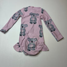 Load image into Gallery viewer, Girls Cheeky Chickadee, long sleeve swim one-piece, koalas, FUC, size 2,  