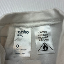 Load image into Gallery viewer, Unisex Anko, terry zip coverall / romper, EUC, size 0,  