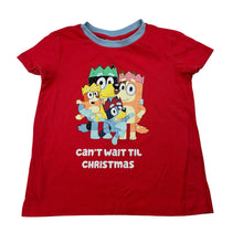 Load image into Gallery viewer, Unisex Bluey, Christmas pyjama tee / top, marks left sleeve, FUC, size 4,  