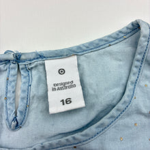 Load image into Gallery viewer, Girls Target, chambray cotton casual dress, pockets, GUC, size 16, L: 84cm