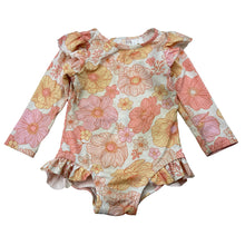 Load image into Gallery viewer, Girls Dymples, floral long sleeve swim one-piece, FUC, size 00,  