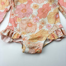 Load image into Gallery viewer, Girls Dymples, floral long sleeve swim one-piece, FUC, size 00,  