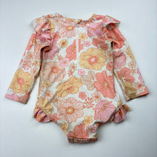 Load image into Gallery viewer, Girls Dymples, floral long sleeve swim one-piece, FUC, size 00,  
