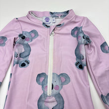 Load image into Gallery viewer, Girls Cheeky Chickadee, long sleeve swim one-piece, koalas, discolouration &amp; pilling, FUC, size 1,  