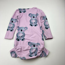 Load image into Gallery viewer, Girls Cheeky Chickadee, long sleeve swim one-piece, koalas, discolouration &amp; pilling, FUC, size 1,  