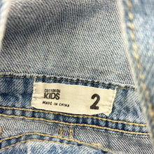 Load image into Gallery viewer, Girls Cotton On, distressed denim overalls / shortalls, FUC, size 2,  