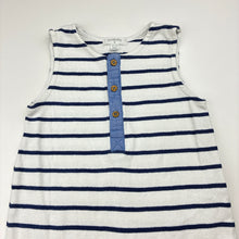 Load image into Gallery viewer, Boys purebaby, striped organic cotton romper, pilling, FUC, size 0,  