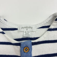 Load image into Gallery viewer, Boys purebaby, striped organic cotton romper, pilling, FUC, size 0,  