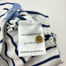 Load image into Gallery viewer, Boys purebaby, striped organic cotton romper, pilling, FUC, size 0,  