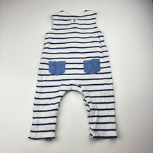 Load image into Gallery viewer, Boys purebaby, striped organic cotton romper, pilling, FUC, size 0,  