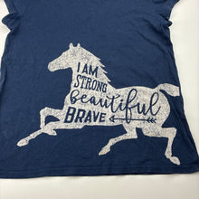 Load image into Gallery viewer, Girls Polo Ralph Lauren, navy cotton tee / top, horse, GUC, size 7-8,  