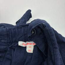 Load image into Gallery viewer, Girls Country Road, navy linen/cotton pinafore dress, GUC, size 7, L: 65cm
