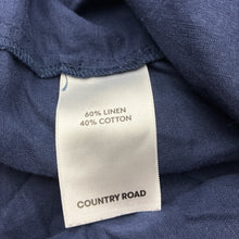 Load image into Gallery viewer, Girls Country Road, navy linen/cotton pinafore dress, GUC, size 7, L: 65cm