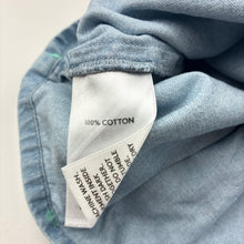 Load image into Gallery viewer, Girls Country Road, chambray cotton ruffle dress, GUC, size 6, L: 62cm