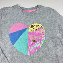 Load image into Gallery viewer, Girls Target, knitted cotton sweater / jumper, flip sequin heart, GUC, size 9,  