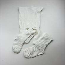 Load image into Gallery viewer, Girls Anko, white ribbed stretchy stockings, EUC, size 3-5,  