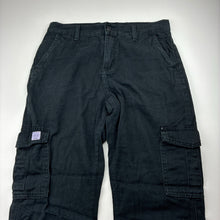 Load image into Gallery viewer, Boys MR, black cotton cargo pants, Inside leg: 66cm, W: 37cm across, GUC, size 12,  