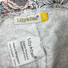 Load image into Gallery viewer, Girls Lily &amp; Dan, floral stretchy leggings, Inside leg: 34cm, FUC, size 4,  