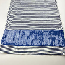 Load image into Gallery viewer, Girls Fox &amp; Finch, navy striped stretchy dress, sequins, GUC, size 7, L: 62cm