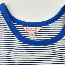 Load image into Gallery viewer, Girls Fox &amp; Finch, navy striped stretchy dress, sequins, GUC, size 7, L: 62cm