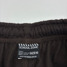 Load image into Gallery viewer, Unisex SCHOOL ZONE, dark brown fleece lined track pants, Inside leg: 65.5cm, EUC, size 10,  