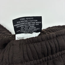 Load image into Gallery viewer, Unisex SCHOOL ZONE, dark brown fleece lined track pants, Inside leg: 65.5cm, EUC, size 10,  