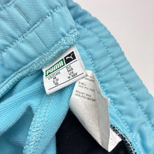 Load image into Gallery viewer, Girls PUMA, blue &amp; black track pants, Inside leg: 59cm, tiny marks right leg, FUC, size 9-10,  