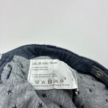 Load image into Gallery viewer, Boys Bout'chou, lined navy cotton chino pants, adjustable, Inside leg: 33.5cm, GUC, size 3,  