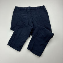 Load image into Gallery viewer, Boys Bout'chou, lined navy cotton chino pants, adjustable, Inside leg: 33.5cm, GUC, size 3,  