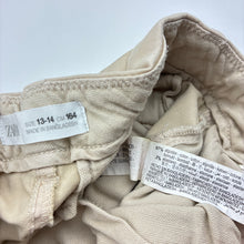 Load image into Gallery viewer, Boys Zara, stretch cotton chino pants, adjustable, Inside leg: 66.5cm, small light mark left cuff, FUC, size 13-14,  