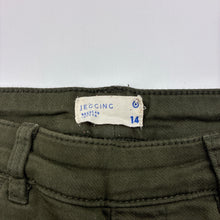 Load image into Gallery viewer, Girls Target, khaki stretch denim jeggings, elasticated, Inside leg: 73cm, GUC, size 14,  