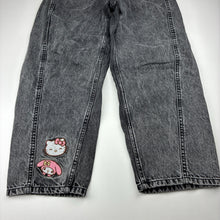 Load image into Gallery viewer, Girls H&amp;M, San Rio embroidered denim jeans, adjustable, Inside leg: 55cm, GUC, size 10,  