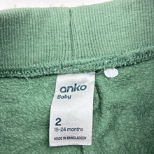 Load image into Gallery viewer, Unisex Anko, green fleece lined track pants, elasticated, GUC, size 2,  