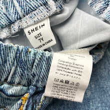 Load image into Gallery viewer, Girls SHEIN, lightweight polyester pants *denim print only*, elasticated, Inside leg: 48cm, EUC, size 7,  