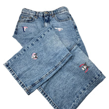 Load image into Gallery viewer, Girls Zara, San Rio denim jeans, adjustable, Inside leg: 57cm, GUC, size 9-10,  